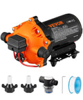 Water Diaphragm Pump, 12V DC, 5.5 GPM Flow, 70 PSI Rated Pressure (40-100 PSI Adjustable), 1/2" MNPT Self Priming Sprayer Pump with accessories