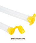 Made in the USA water level tool delivers precise grading for yards and construction, showing yellow breather caps