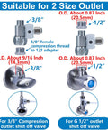 Feed Water Adapter Tee And Water Line Splitter Kit, 3/8 Inch To 1/4 Inch Or 3/8 Inch Compression Inlet, 1/2 Inch To 1/4 Inch Or 3/8 Inch Outlet
