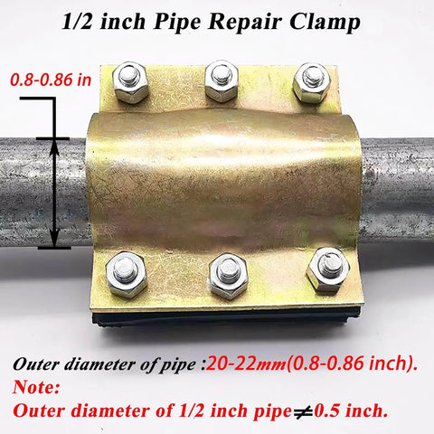 Water Pipe Repair Clamp For 0.79 To 0.86 Inch Pipes 4 Inch Long Leak Sealer installed on pipe