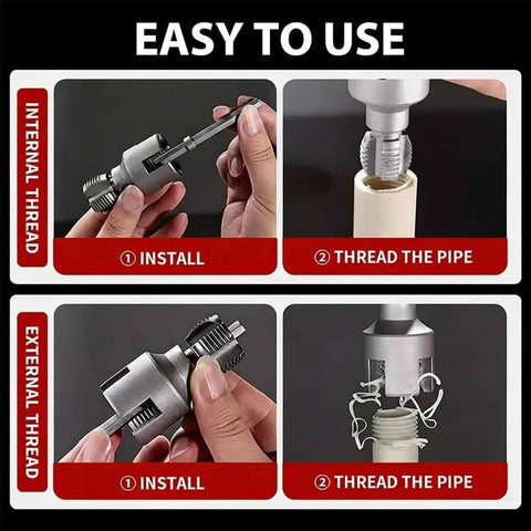 4 In 1 Water Pipe Wrench For Plumbing Repair With Internal And External Tapping And Threading Tool in use