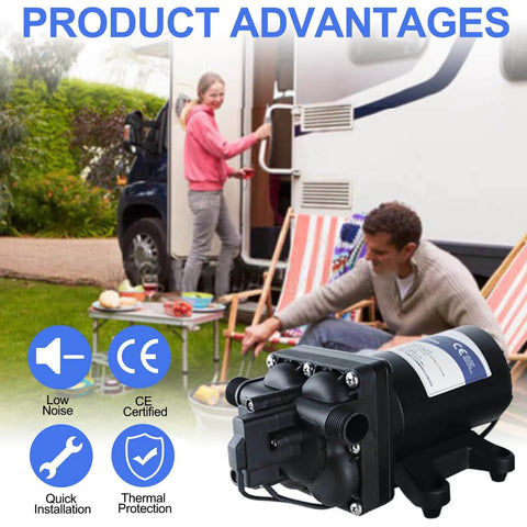 Tdrsuper Water Pressure Booster Pump, 110V AC Water Diaphragm Pump, 5.5GPM 75PSI with Power Plug for RV use outdoors.