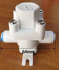 RO system pressure relief regulator with 64mm width for easy connection and protection against water hammer in reverse osmosis setups.