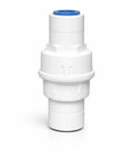 Front view of water pressure regulator for RO filtration systems and ice makers with quick connect fittings, LiquaGen-compatible.