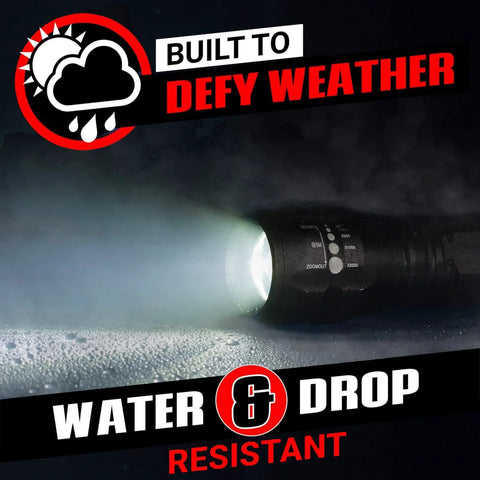Two compact, ultra-bright LED flashlights offer reliable, pocket-ready light for camping, hunting, home emergencies and everyday tasks with a five-mode, zoomable beam and battery-powered operation (batteries not included).