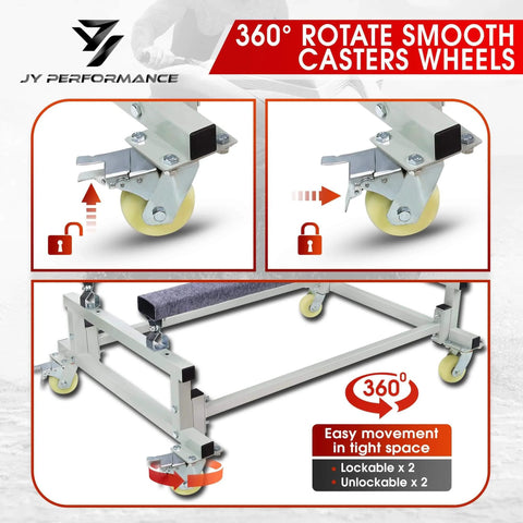 Watercraft PWC Dolly Boat Stand And Storage Trailer Cart with Adjustable Bunks, 4 Casters, 2 Brakes, carpeted surface