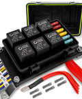 Waterproof 12V Fuse Relay Box Kit With Prewired Harness For Automotive And Marine Use 6 Gang Bosch Style 5 Pin 30A And 40A Relay
