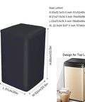 Black waterproof 420D oxford cover for top-load washer, protecting from sun, dust, rain, and scratches, size shown in image.