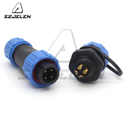 Outdoor Waterproof 4Pin Panel Mount Plug And Play Ready Male And Socket Female Cable Connector With Cap IP67 Rating