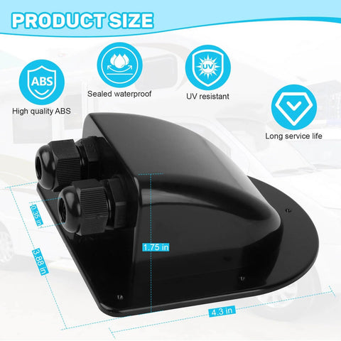 Waterproof ABS Dual Cable Entry Gland Box for Solar Panels Double Cable Protection Shell for RVs Boats Roofs Black