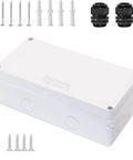 Outdoor IP65 Waterproof Junction Box With Eight Reserved Holes ABS Plastic Electrical Enclosure With Cable Glands 7.9x3.9x2.8 inches