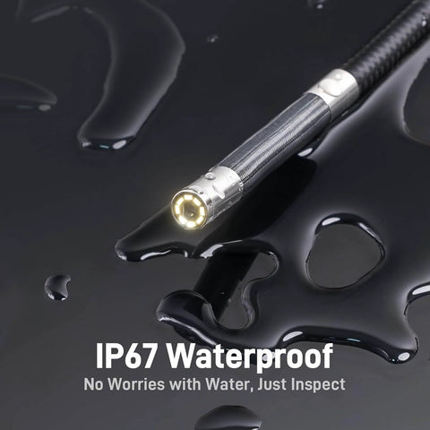 IP67 waterproof tip of Two-Way Articulating Borescope with Light, Industrial Endoscope Inspection Camera with Articulated Probe
