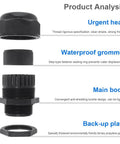 Product analysis of Waterproof One And A Half Inch NPT Cable Gland With Adjustable Nylon PA66C Body And EPDM Gasket.