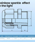 Technical diagram of Waterproof Cable Gland One Half Inch NPT Adjustable Six To Twelve Millimeter Through Cord Grip Nylon Cable Gland Joints IP68 Rated