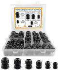 Waterproof Cable Gland Kit 50 Pcs Adjustable 3 To 16mm With Gaskets in PP Box Includes PG7 PG9 PG11 PG13.5 PG16 PG19