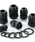 Waterproof Cable Gland Set, 50 Pack, Six Sizes PG7 PG9 PG11 PG13.5 PG16 PG19, IP68 Plastic Cord Grip Glands For Outdoor Enclosures