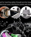 Waterproof Cable Gland Set, 50 Pack, Six Sizes PG7 PG9 PG11 PG13.5 PG16 PG19, IP68 Plastic Cord Grip Glands installation view