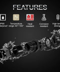 Exploded view of Five Pack NPT Three Eighths Inch Cable Glands Waterproof Adjustable Easy To Install For Cables From Five To Ten Millimeters Black Nylon Joints With Gaskets showing IP68 waterproof and other features.