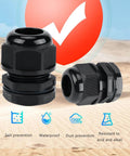 10 Pack Waterproof Cable Glands With NPT Half Inch Thread, Fits 6 To 12 Mm Cables, PA66 Material, IP68 Waterproof Strain Relief Cord