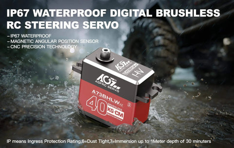 40KG Waterproof RC-Steering-Servo High-Torque - Full Metal Gear Brushless Digital Servo for 1/10 RC Car, Control Angle 180° (A73BHLW V2) shown against muddy terrain