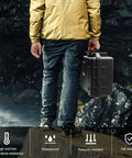 Person carrying Hard Case For Avata 2 Drone Combo Waterproof Travel Case Fits DJI Goggles 3 RC Motion 3 outdoors