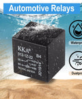 Image of a 4 Pack 5 Pin 40A Waterproof 12V Car Relay, showcasing the waterproof and dustproof features in an automotive setting.