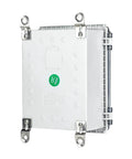 Front view of IP67 Waterproof Electrical Junction Box With Clear ABS Plastic Enclosure, wall-mounted, 8.7x6.7x4.3 inches.