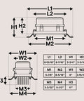 Dimensions diagram for Waterproof 12V Fuse Relay Box Kit With Prewired Harness For Automotive And Marine Use 6 Gang Bosch Style 5 Pin Relay