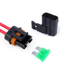 Waterproof Inline Fuse Holder 12V With Cover 6 Pack for Automotive Marine and Outdoor Use, fuse and wiring visible.