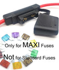 Heavy Duty Waterproof Inline Fuse Holder 8 AWG 15.8 Inch Long IP67 Dustproof Cover Two Pack Fits Maxi Fuses 20A To 100A DC Blade.