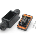 Heavy Duty Waterproof Inline Rocker Switch Box For 12V To 24V DC, 10A Lighted On Off Toggle, PG9 Cable Glands, open view