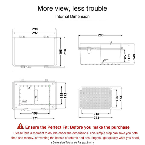 Diagram of Outdoor Electrical Box IP67 Waterproof Junction Box With ABS Plastic Enclosure dimensions and layout