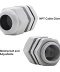 Waterproof NPT Cable Glands Three Quarter Inch Gray Nylon Adjustable Cable Gland With Strain Relief Cord Grips Connector
