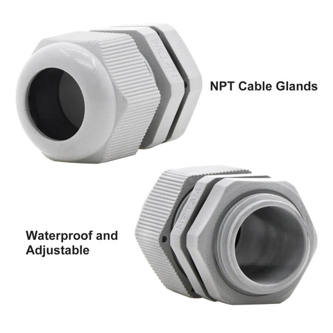 Waterproof NPT Cable Glands Three Quarter Inch Gray Nylon Adjustable Cable Gland With Strain Relief Cord Grips Connector