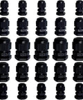 All In One 25 Pack Waterproof Nylon Cable Glands Kit Fits PG7 PG9 PG11 PG13.5 And PG16 Wire Seals For Outdoor Lighting