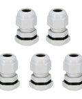 Set of five waterproof PG9 cable gland locknuts, nylon joint for 4mm to 8mm cables, anti loosening nut, durable plastic connector