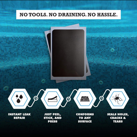 Waterproof Gray Pool Patch Kit 10 Pack Pro Grade PVC Vinyl Liner Repair Patches For Underwater And Dry Use In Pools