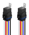 5 Pin Waterproof Relay Kit 40 30 Amp 12V SPDT Relay With Harness, black casing, multi-colored wires, Pack Of 2