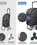 Comparison of black 2 in 1 Grocery Cart on Wheels for Stairs, highlighting waterproof material and durable wheels.