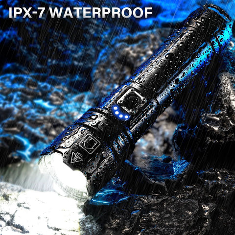 Rechargeable LED Flashlight 99000 Lumens Ultra Bright Zoomable Head USB C Fast Charge 5000mAh Two Pack IPX7 Waterproof
