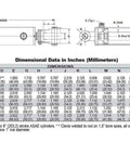 Dimension diagram for WC Welded Cylinder (2.5 x 6) showing size specifications and details.