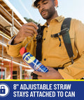 Worker holding EZ Reach Flexible Straw Multi Use Lubricant For Tight Spaces By WD-40 14.4 Oz Spray Can With 8 Inch Straw at a construction site