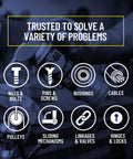 WD-40 Specialist Silicone Lubricant with SMART STRAW SPRAYS 2 WAYS, 11 OZ image showing various uses including nuts, bolts, and pulleys.