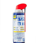 Side view of WD-40 can showing instructions and safety warnings, part of All Purpose Lubricant That Drives Out Moisture and Fights Rust.