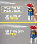 WD-40 Specialist White Lithium Grease Spray with SMART STRAW SPRAYS 2 WAYS, 10 OZ can demonstrating spray options