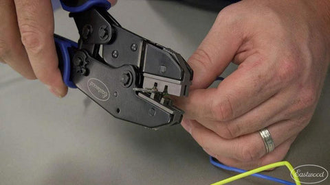 Person using Crimp Right Weather Tight Connector Crimping Kit Ferrule Crimper Plier Wire Stripper for wiring projects
