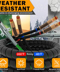 Heavy Duty 12 Ft 3 In 1 Semi Truck Air Lines Kit With Trailer Cord And Air Brake Hoses Assembly No Rubber Gladhand Handles Includes ABS Power Line Stainless Clamp And Teflon Tape DOT SAE Certified SAE J2394 J1402A For Tractor Trailer coiled with weather resistance icons