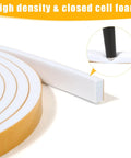 16Feet Weather Stripping Seal (1/2 Inch X 1/4 Inch) for Door Window, high density foam tape, white, detail of closed cell foam.