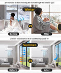 Weather Stripping Door Seal in use during winter, preventing cold air entry; summer scene showing reduced AC loss through sealed windows.