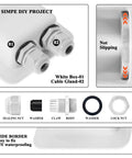 Weatherproof ABS Cable Entry Gland For Solar Projects All Cable Types 2mm2 To 6mm2 Dia, Perfect For RV Campervan Boat Setups, PG7 Waterproof Gland